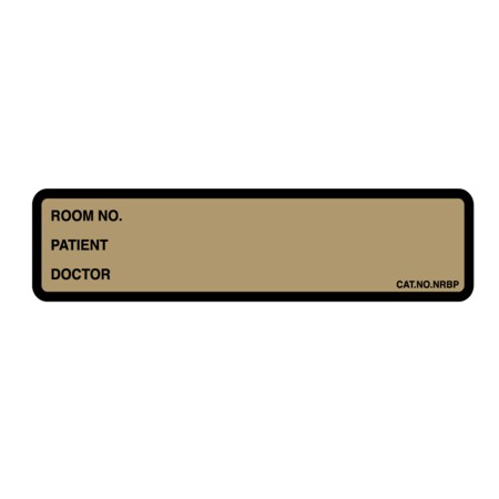 Printed Chart Label-Room #,name, Doctor 1-3/8x5-3/8 Gold W/Black